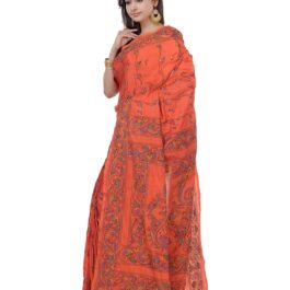 Kantha Stitch Handloom Assam Silk Saree (Mustered)
