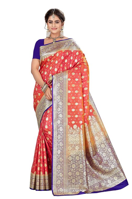 Orange Banarasi Silk Saree