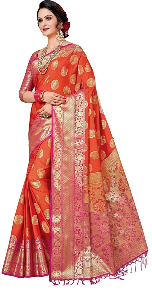 Banarasi Poly Silk Saree - Orange