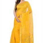 Jamdani Cotton Linen Saree – Yellow
