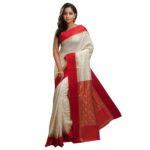 Silk Saree With Running Blouse Piece (AC-706_Red & Off-White)