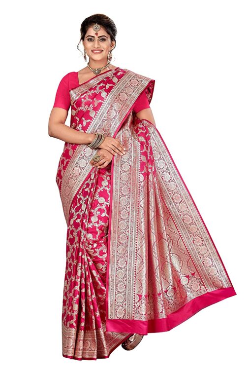 Banarasi silk pink saree