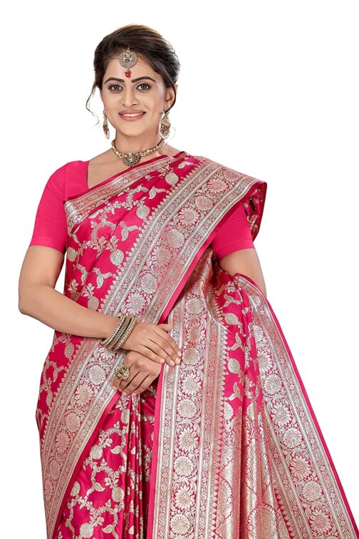 Banarasi silk pink saree