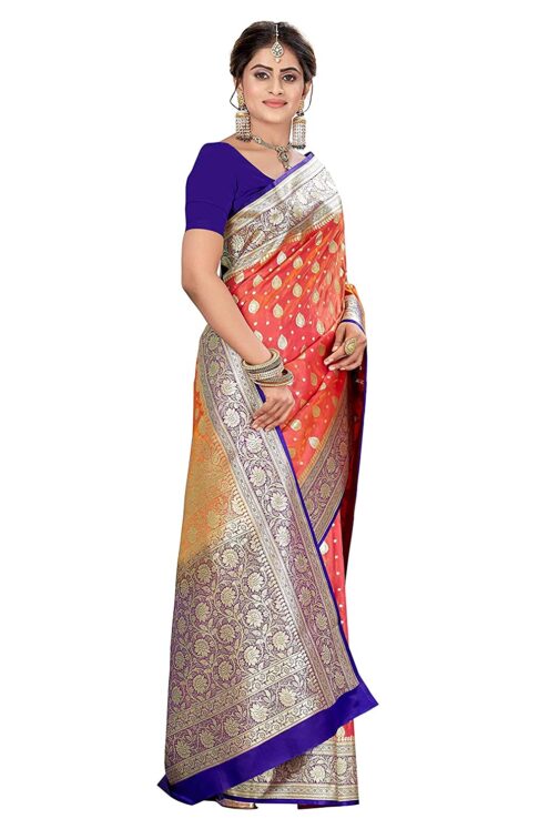 Orange Banarasi Silk Saree