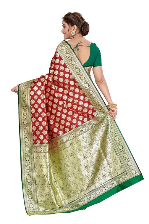 Banarasi purle green silk saree