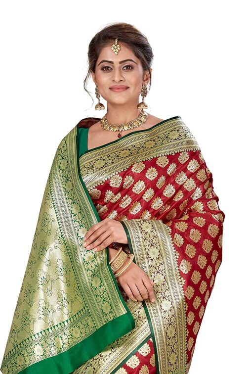 Banarasi purle green silk saree