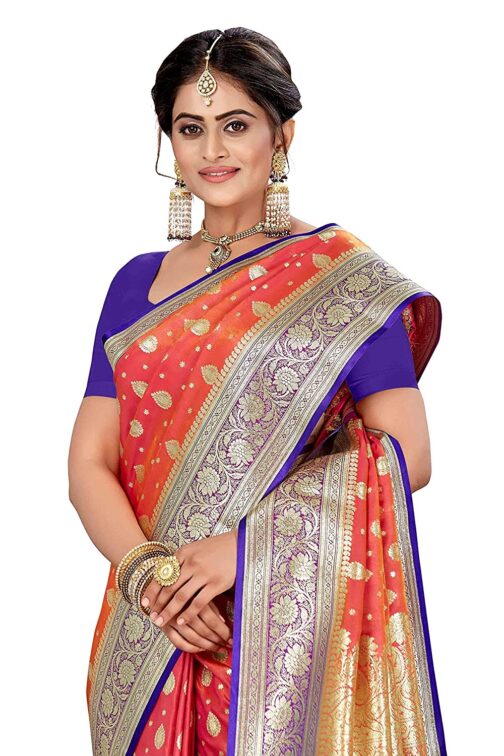 Orange Banarasi Silk Saree