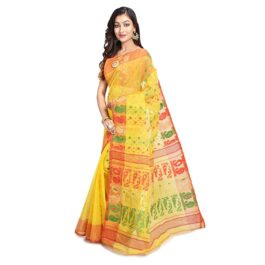 Embroidered dhakai jamdani saree – Yellow